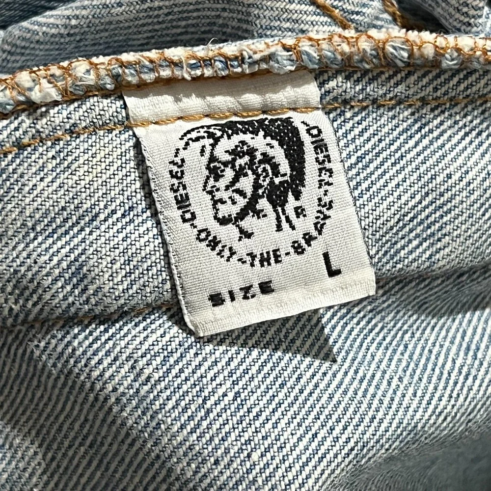 Vintage Diesel Industry Mens Light Blue Outdoor Star Series Denim Jacket Size L